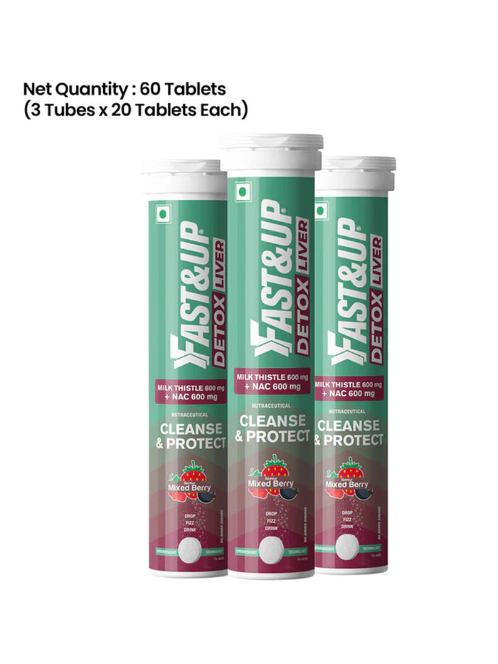 Fast&Up Mixed Berry Daily Lung Cleanser Effervescent - 60 Tablets (Pack of 3)