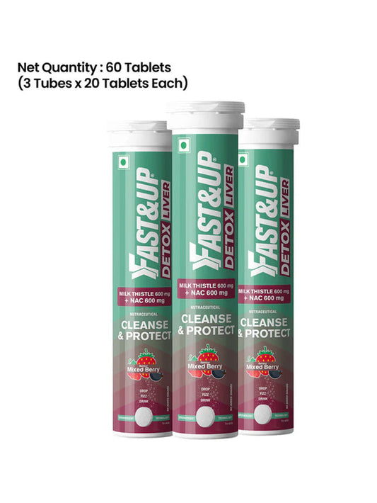Fast&Up Mixed Berry Daily Lung Cleanser Effervescent - 60 Tablets (Pack of 3)