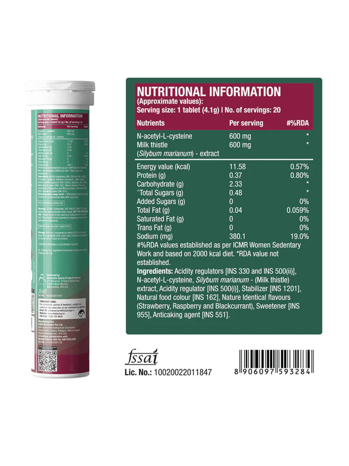 Fast&Up Mixed Berry Daily Lung Cleanser Effervescent - 60 Tablets (Pack of 3)