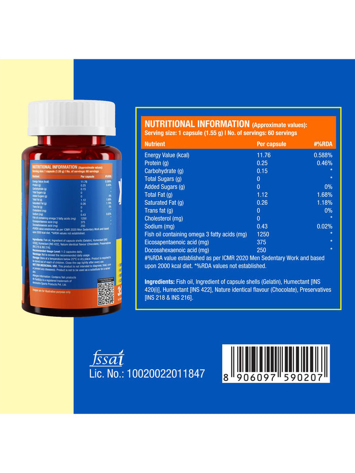 Fast&Up Omega 3 Fish Oil Softgels (60 Capsules)