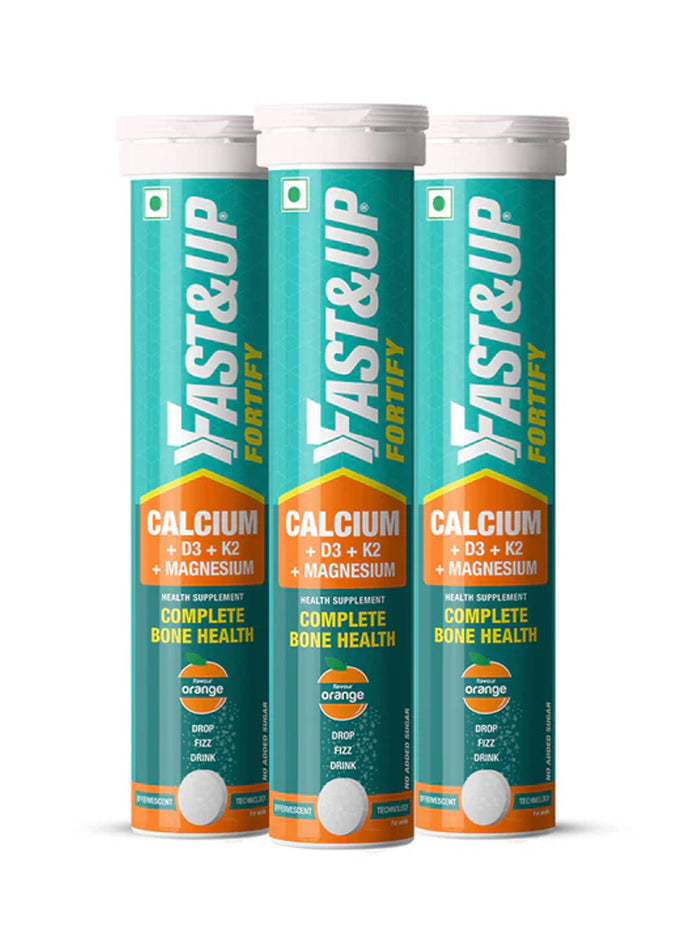 Fast&Up Orange Complete Bone Care Effervescent - 20 Tablets (Pack of 3)