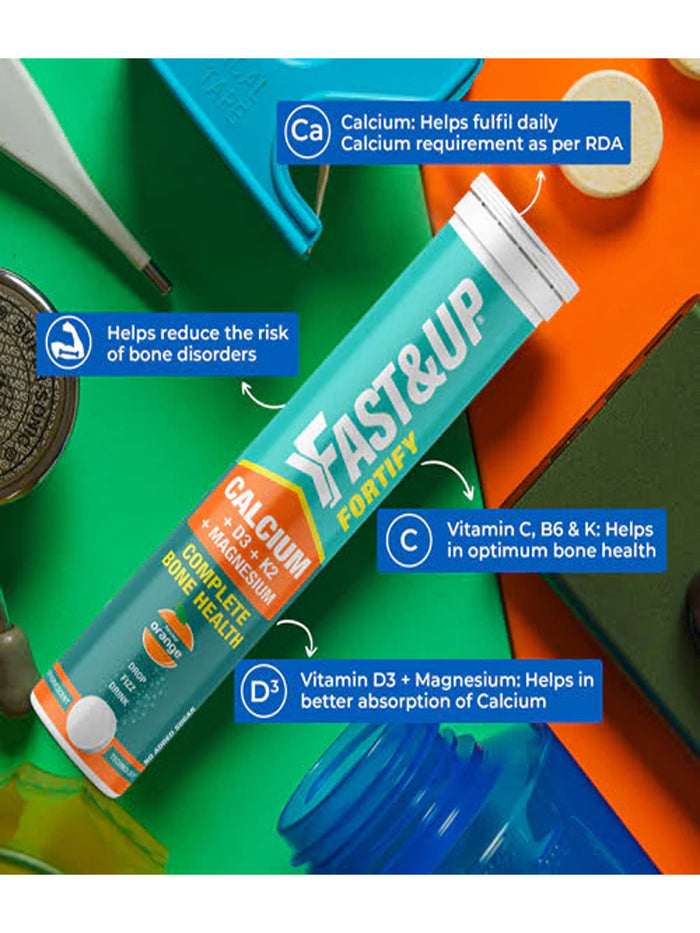 Fast&Up Orange Complete Bone Care Effervescent - 20 Tablets (Pack of 3)