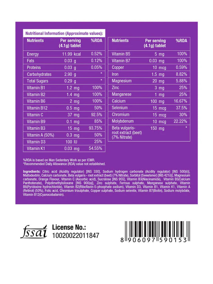 Fast&Up Orange Multivitamins for All Day - 60 Energy Tablets (Pack of 3)