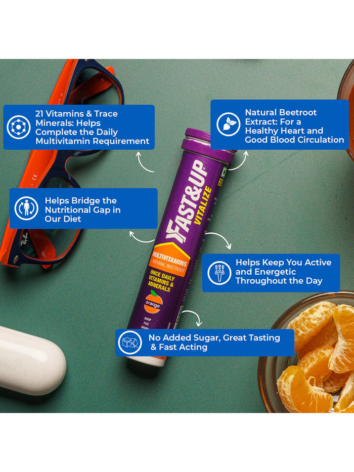 Fast&Up Orange Multivitamins for All Day - 60 Energy Tablets (Pack of 3)