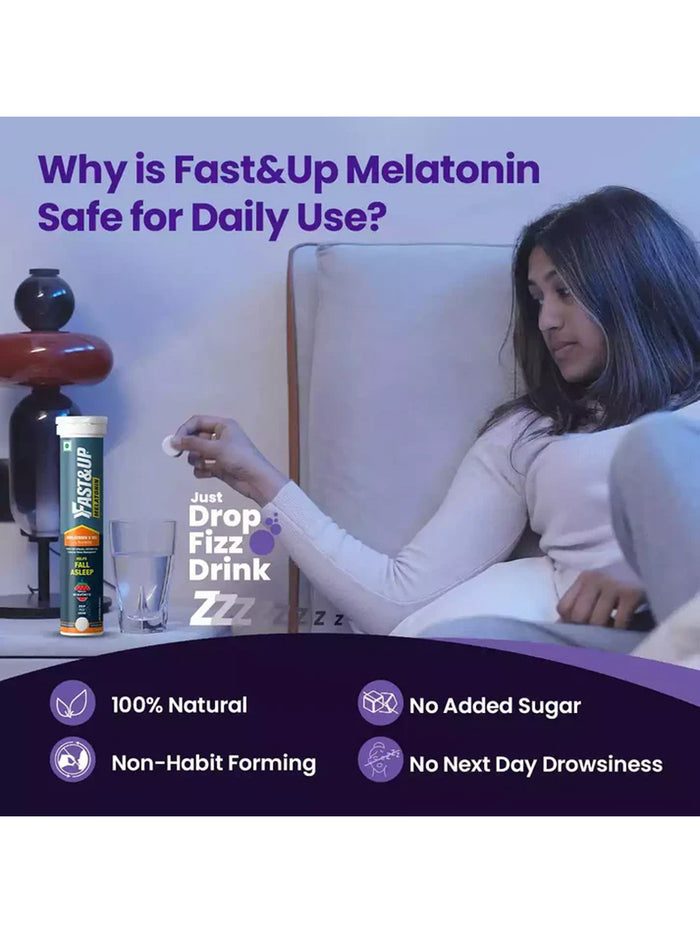 Fast&Up Strawberry Melatonin + L-Theanine Effervescent - 60 Tablets (Pack of 3)
