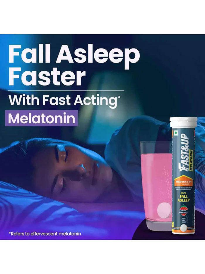 Fast&Up Strawberry Melatonin + L-Theanine Effervescent - 60 Tablets (Pack of 3)