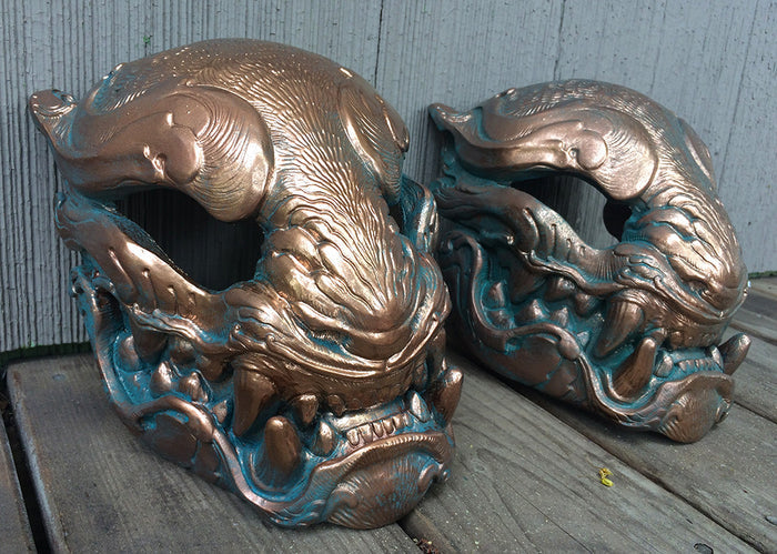FAUX COPPER PATINA PANTHER MASK