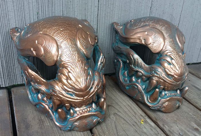 FAUX COPPER PATINA PANTHER MASK