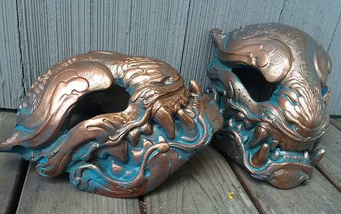 FAUX COPPER PATINA PANTHER MASK