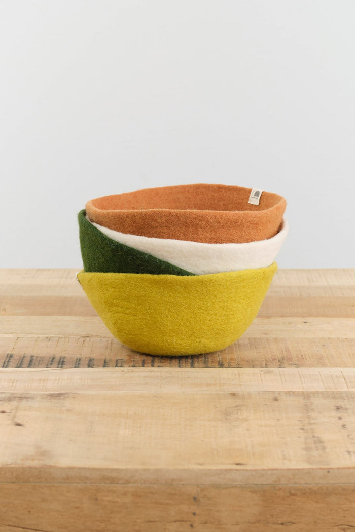 Muskhane Home Baskets Felt Basket in Chartreuse
