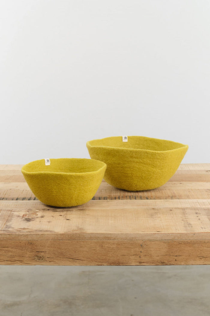 Muskhane Home Baskets Felt Basket in Chartreuse