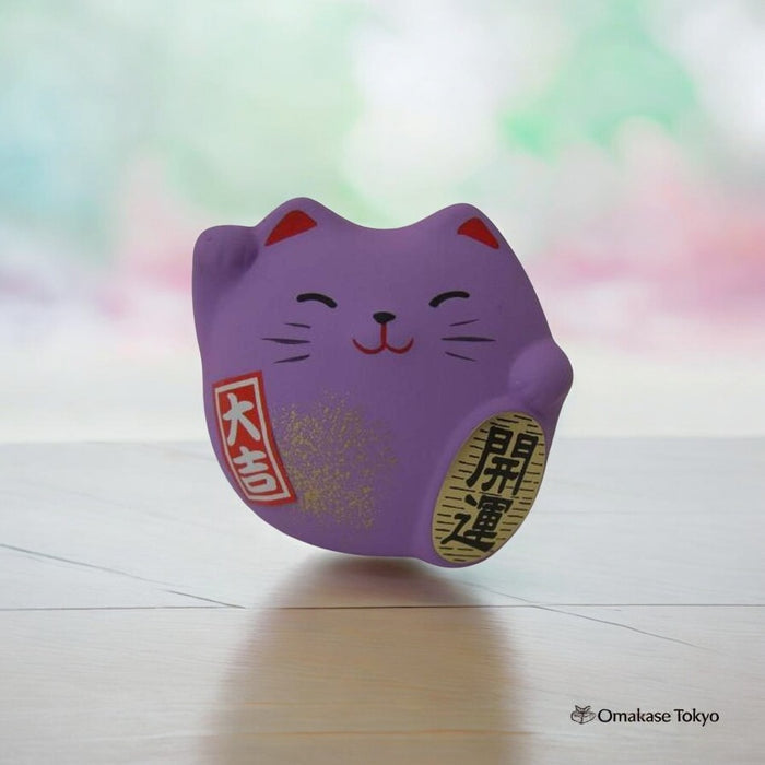 Feng Shui Maneki Neko Figurine – Chibi Cat (Purple Lavender)