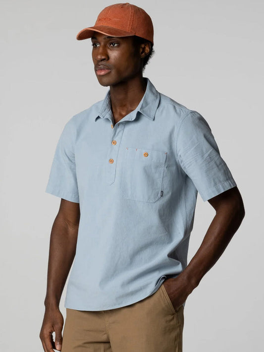 FINISTERRE HENDRA POP OVER SHORT-SLEEVE SHIRT - DUSTY BLUE T-SHIRTS FINISTERRE