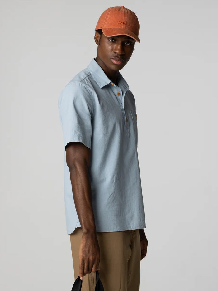FINISTERRE HENDRA POP OVER SHORT-SLEEVE SHIRT - DUSTY BLUE T-SHIRTS FINISTERRE