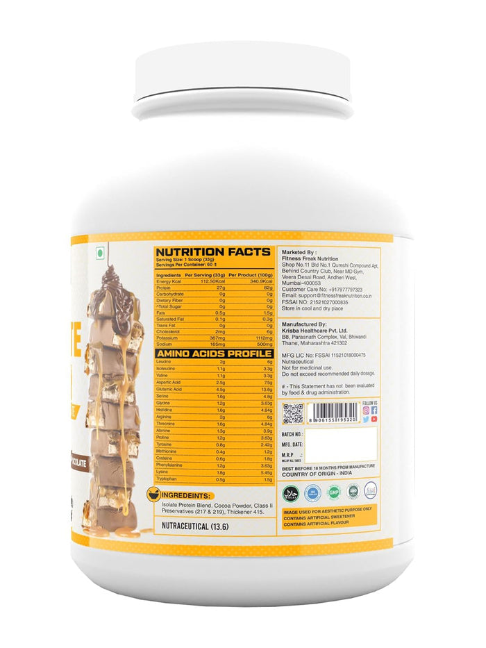 Fitness Freak Nutrition Isolate Whey Protein Caramel Chocolate Powder (2 kg)
