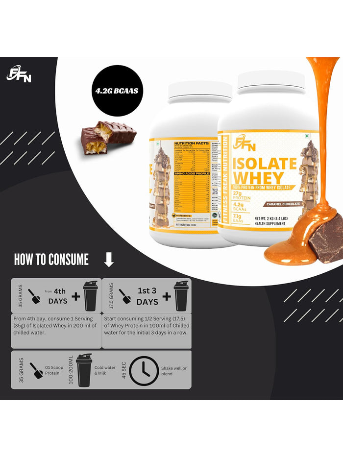 Fitness Freak Nutrition Isolate Whey Protein Caramel Chocolate Powder (2 kg)