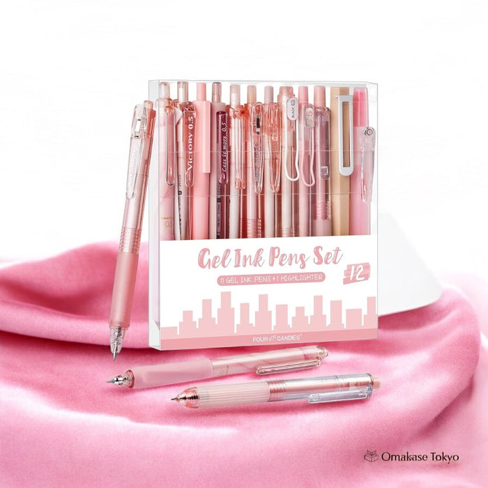 Four Candies Pastel Gel Ink Ballpoint Pen Set – 12-Pieces