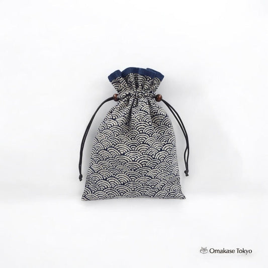 FUJITA Handcrafted Drawstring Bag-Navy