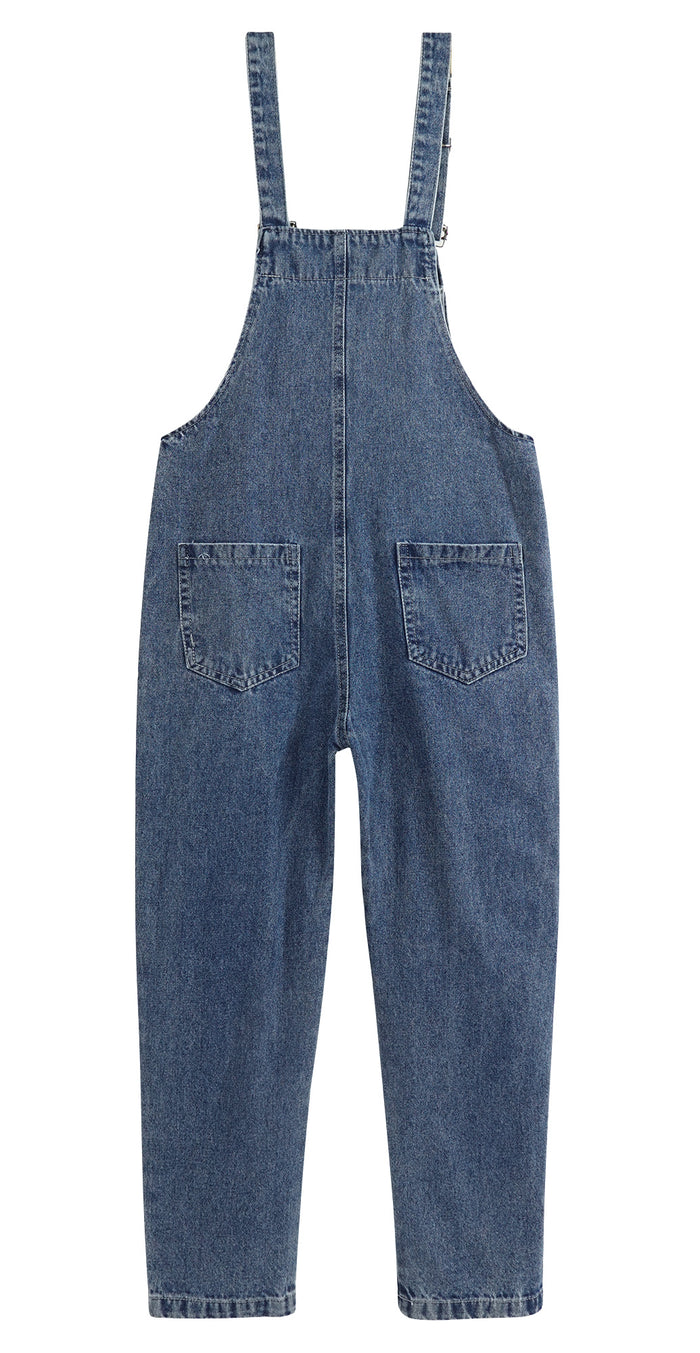 Girls Denim Bib Overalls,Adjustable Straps Fake Slant Side Pockets Jean Dungarees Pants