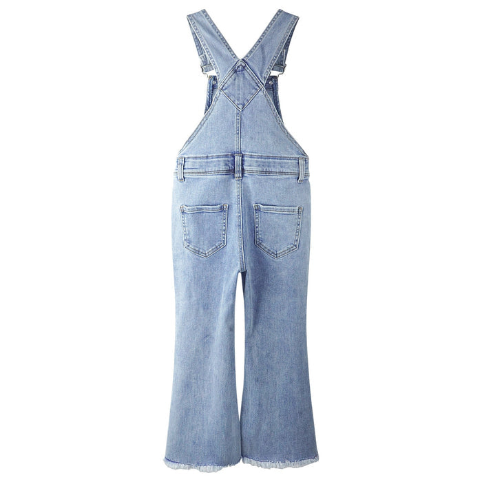 Girls Denim Flared Overalls Pants,3D Accordion Deep Heel Pockets Bell Bottom Jeans Dungarees