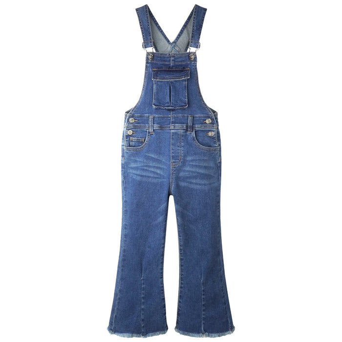 Girls Denim Flared Overalls Pants,3D Accordion Deep Heel Pockets Bell Bottom Jeans Dungarees