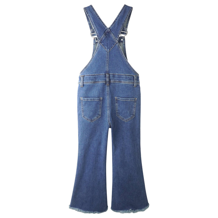Girls Denim Flared Overalls Pants,3D Accordion Deep Heel Pockets Bell Bottom Jeans Dungarees