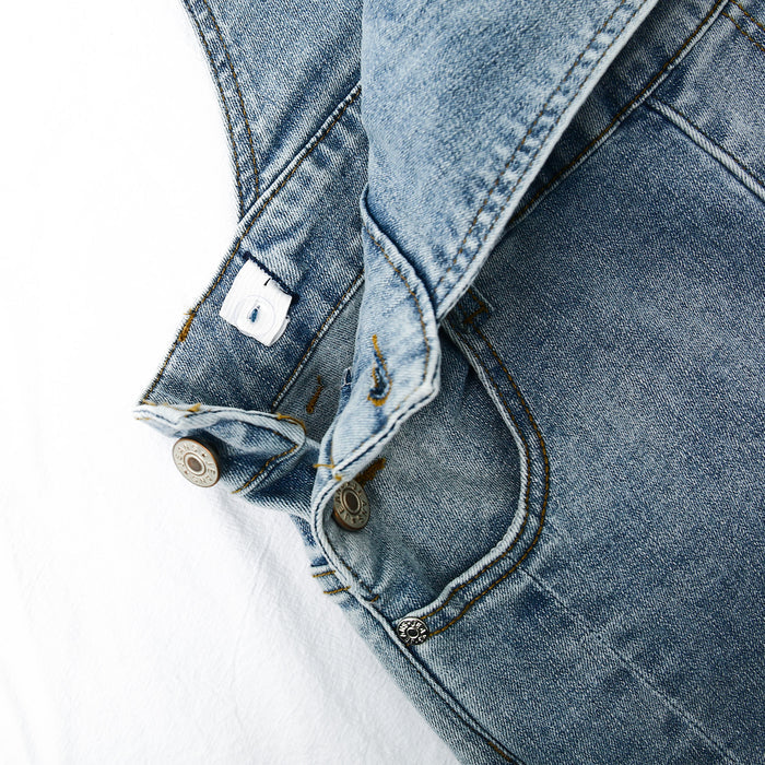 Girls Denim Overalls,2 Layers Raw Edge Hem Squared Pockets Jean Dungarees Pants