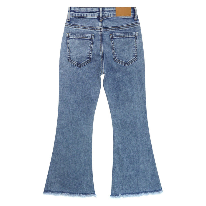 Girls Flared Denim Pants, 18M-14T Wide Age Ranges Elastic Waistband Inside Stretchy Slim Jeans