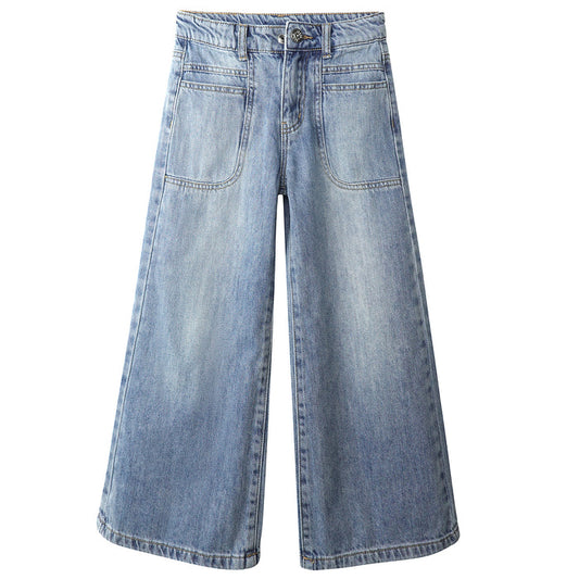 Girls Jeans, 12M-13T Wide Size Range Wide-leg Flared Denim Pants