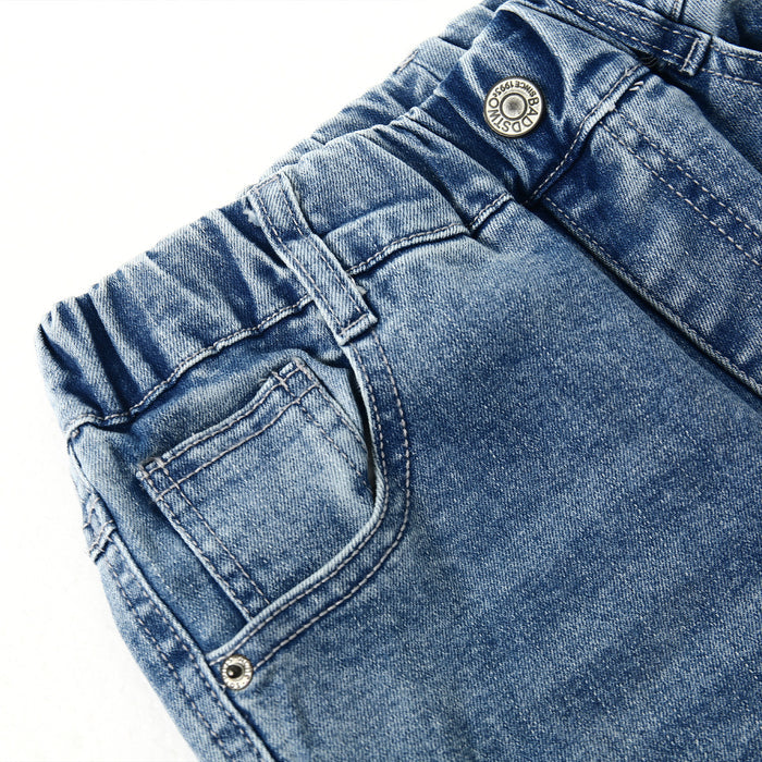 Girls Ribbed Waist Flared Denim Pants, 18M-14T Wide Age Ranges Bell-bottom Stretchy Slim Jeans