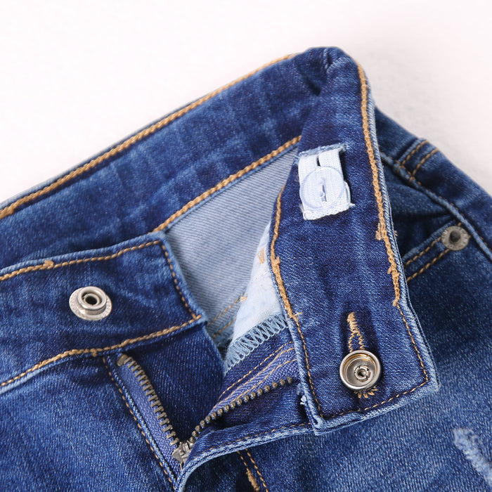 Girls Slim-fit Jeans, Ripped Holes Straight Denim Pants