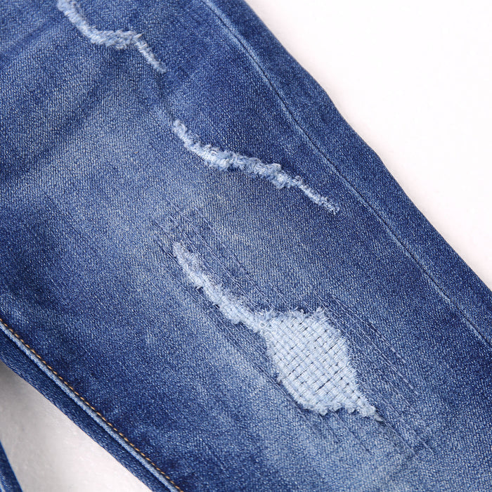 Girls Slim-fit Jeans, Ripped Holes Straight Denim Pants