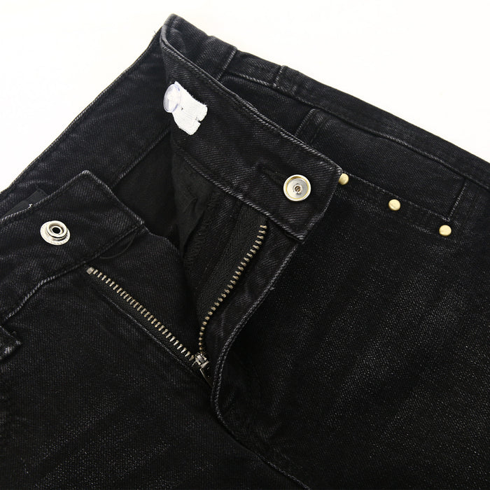 Girls Wide-Leg Jeans,Baggy Stretchy Denim Pants with Metal Rivet Decoration