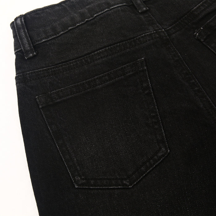 Girls Wide-Leg Jeans,Baggy Stretchy Denim Pants with Metal Rivet Decoration