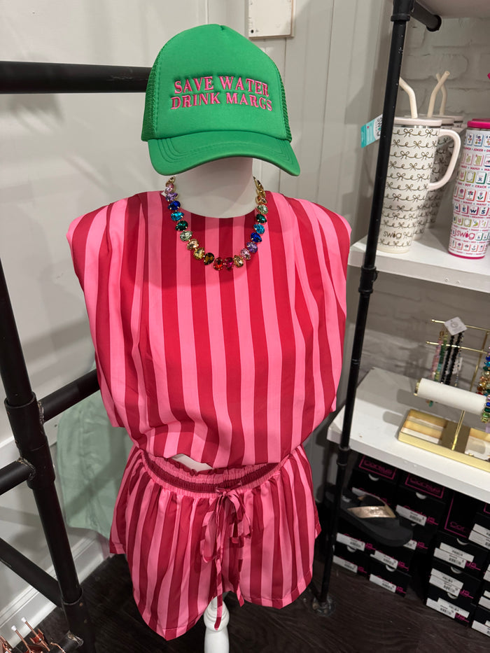 Glam Striped Crop Top and Short Set