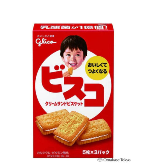 Glico Bisco Hokkaido Milk Cream Cookies 15pcs (5 Packs)