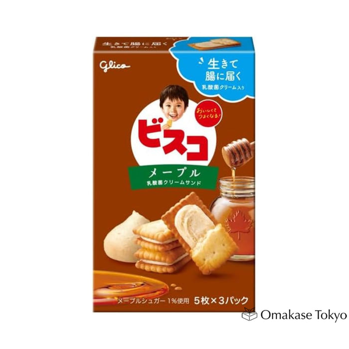 Glico Bisco Maple Cream Cookies 15 Pieces (Pack of 5)