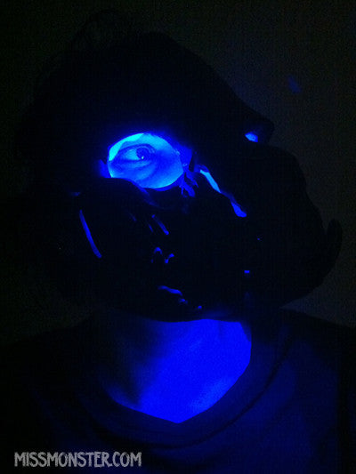 GLOW SKULL MASK- BLUE FIRE- OOAK