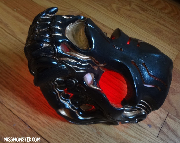 GLOW SKULL MASK- RED GOD- OOAK