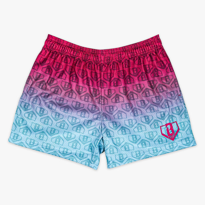 Multi-color Gradient Cotton Candy shorts — front view