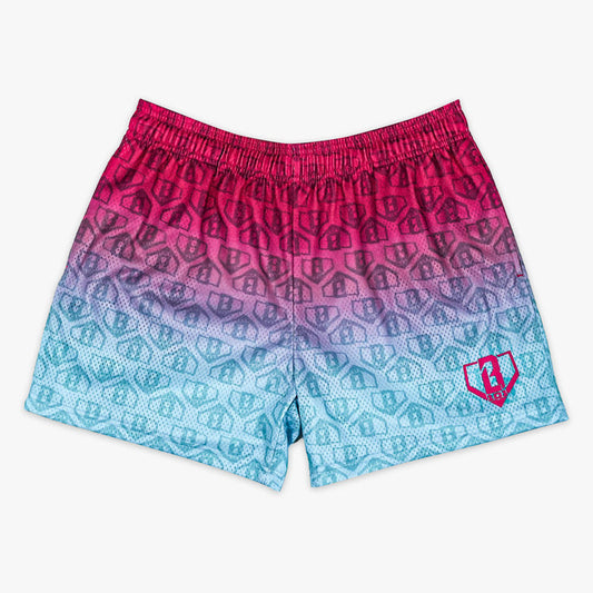 Multi-color Gradient Cotton Candy shorts — front view