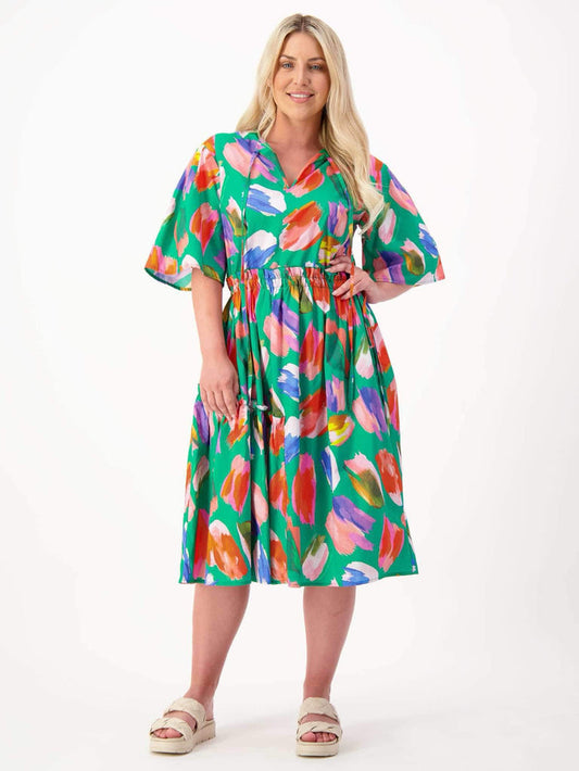 Green paint dress