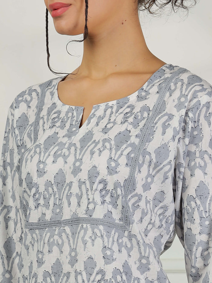 Stylish Grey Cotton Pajama Set For Women
