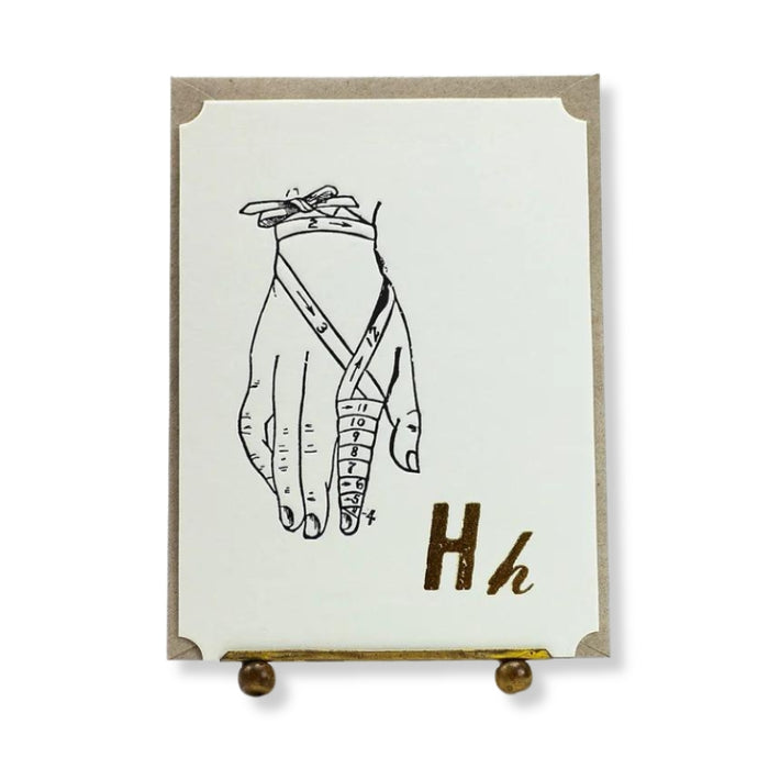 H Letterpress Card - Hand