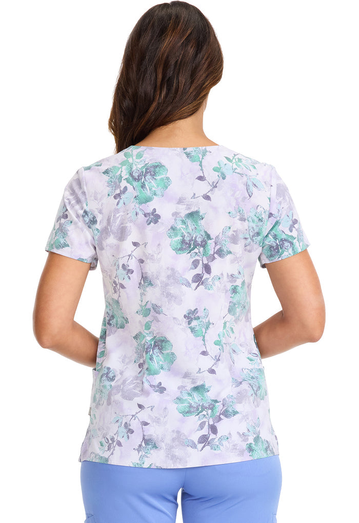 Healing Hands HH Works Quiet Petals Amanda Printed Scrub Top