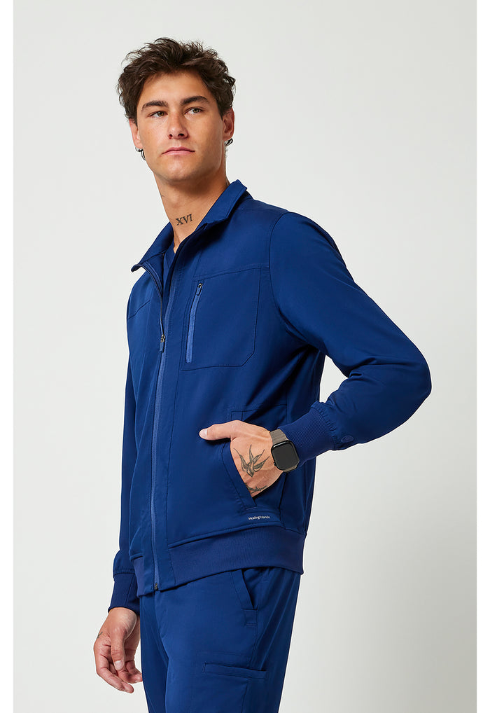 Healing Hands Purple Label Mens Jonathan Bomber Scrub Jacket