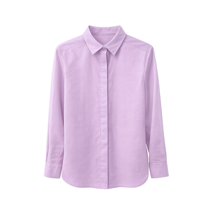 Hidden Button Blouse (Purple)