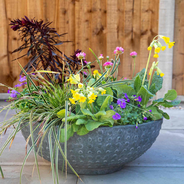Hobnail Bowl Planters in Faux Concrete 45cm