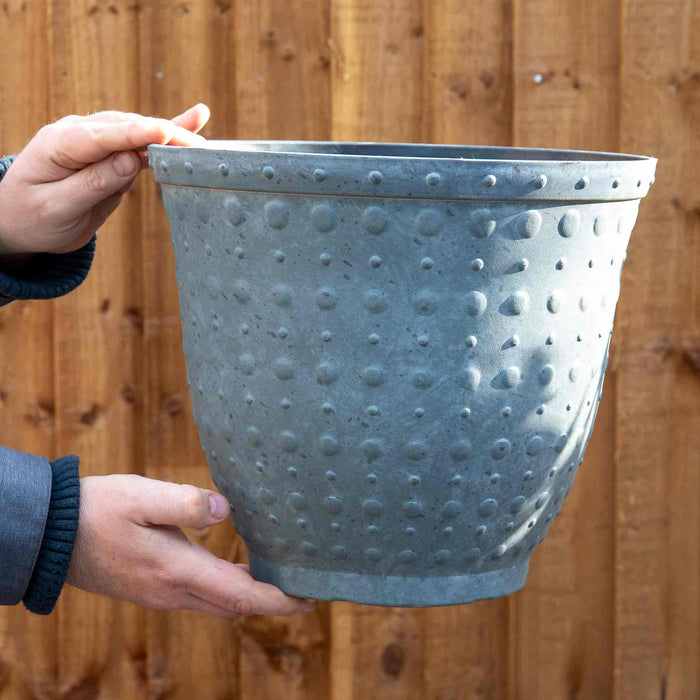 Hobnail Planter in Faux Concrete 33cm