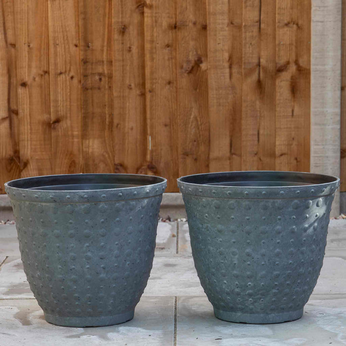Hobnail Planter in Faux Concrete 33cm